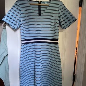 Draper James Blue and Navy Striped Midi Dress